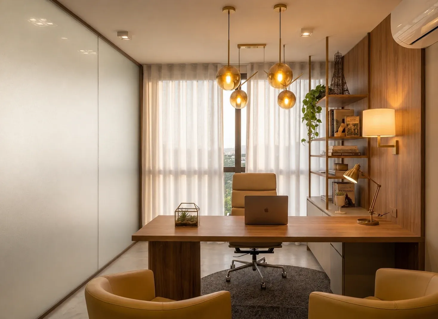 Render del consultorio Wellter de 40 m² con escritorio y área de exploración
