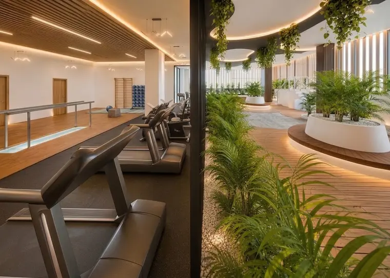 Render del área de rehabilitación junto al jardín interior